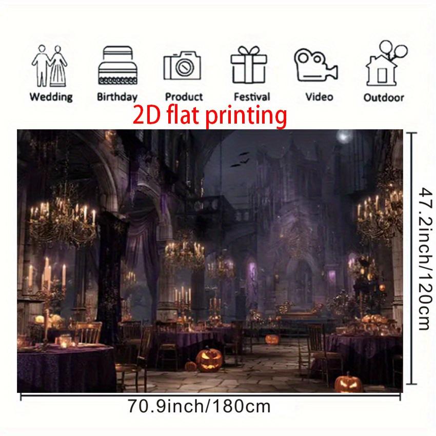 2D Flat Banner, 1 Piece - Gothic Castle Background Banner, Designed for Halloween Background Fabric.zyc