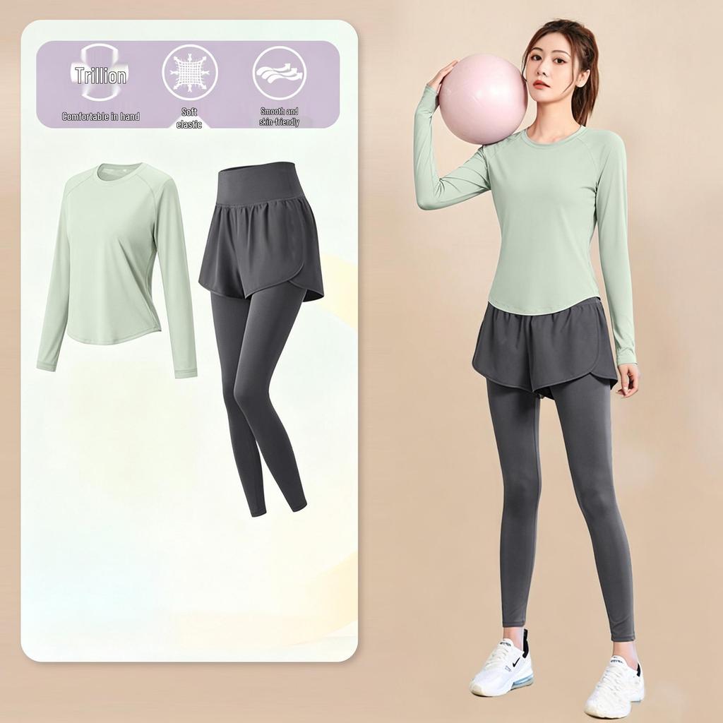 Women's High-End Short-Sleeve Sport T-Shirt & Fitness Set - Breathable, Quick-Drying Yoga and Running Wear