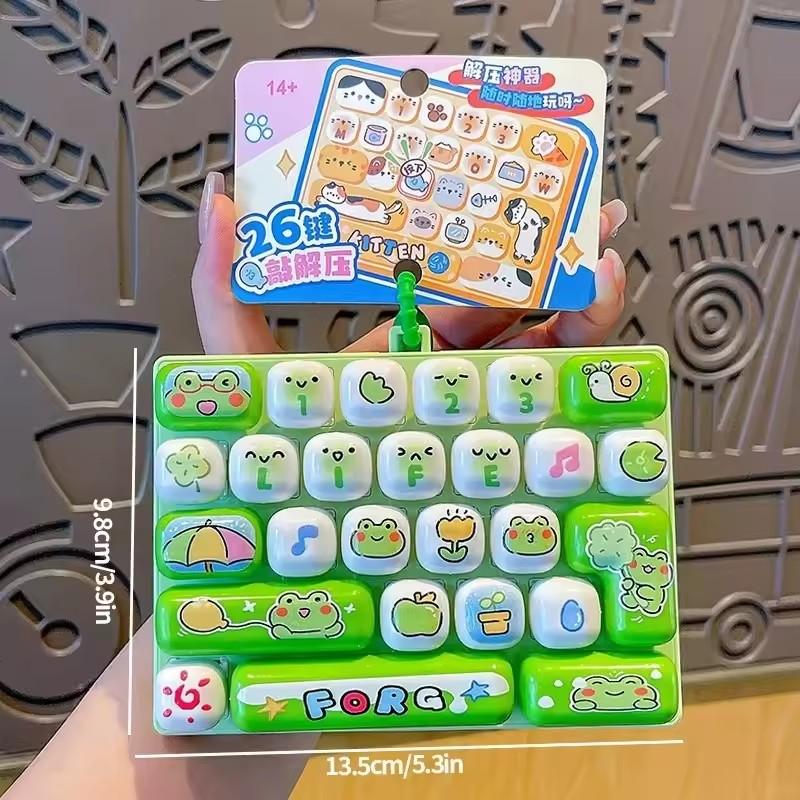 Cute Stress-Relief Portable Simulated Keyboard Keychain Animal Diary Desktop Decoration Student Bag Pendant Toy Creative Gift