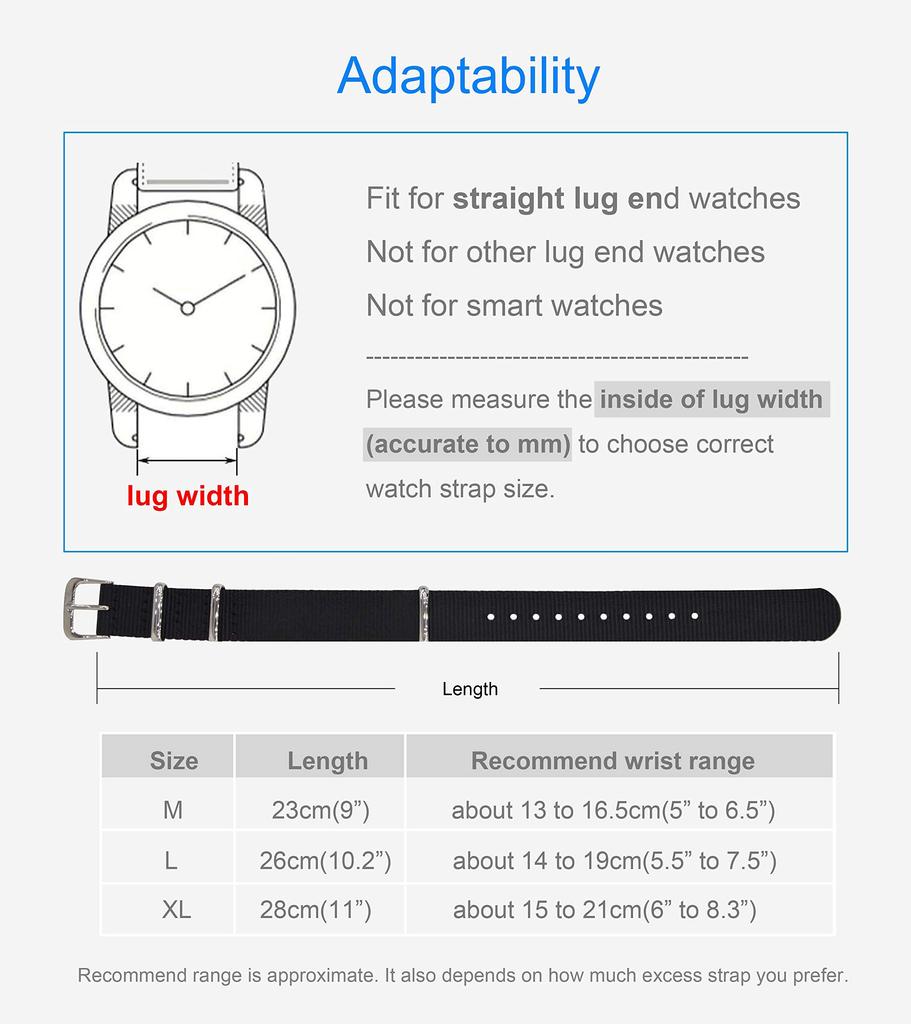 [MZBUTIQ] 19mm Czarny Pasek do Zegarka z Nylonu Balistycznego, Jednoczęściowy, Łatwo Wymienialny