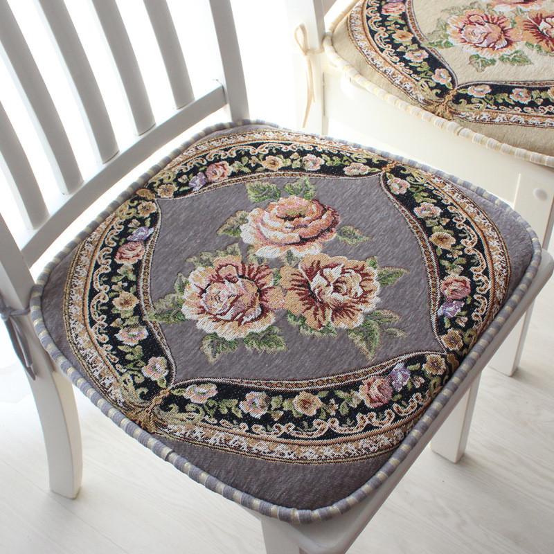 Chenille Non Slip Chair Cushion With Floral Pattern For Home Dining And Office