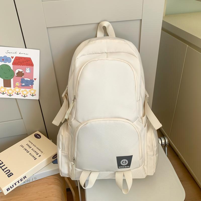 Men's Sports Backpack Women's Large Capacity Backpack Solid Color Student Schoolbag