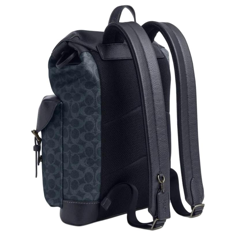Coach Warner 31 Classic Logo Pin Buckle Closure Backpack Men Backpacks Bronze Denim Midnight-Navy CW211-QBN2V