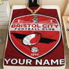 1PC Custom Name Bristol City FC Patterned Flannel Blanket Suitable For All Seasons for Home Decor Warmth and Comfort Gifts Holiday Present