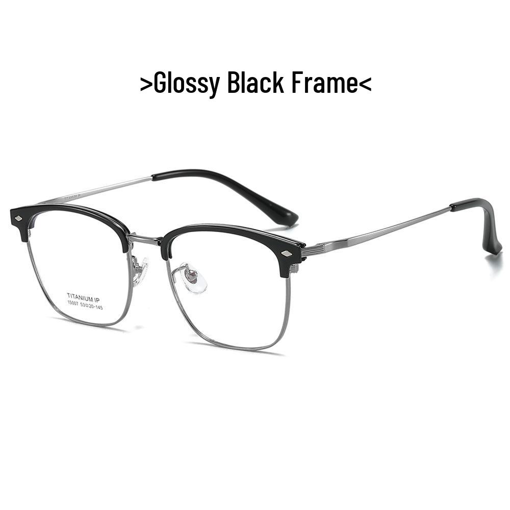 Oval Titanium Frame Unisex Glasses - 2024 Trendy Inlaid Eyebrow Style (Model 15007) Near-sighted with Blue Light Protection