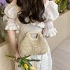 Elegant Summer Weave Chain Straw Bag Leisure Boho Straw Shoulder Bag Beach Casual Bucket Handbag For Ladies/Girls