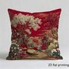 Fronha de Almofada Dupla Face com Paisagem Floral Vermelha Oriental Vintage Capa de Almofada Plana Tradicional para Decoração de Sofá Cama