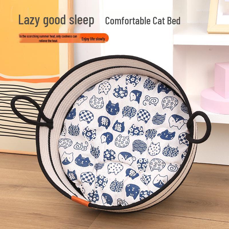 Hand-Woven All-Season Washable Scratch-Resistant Cat Pet Bed Mat