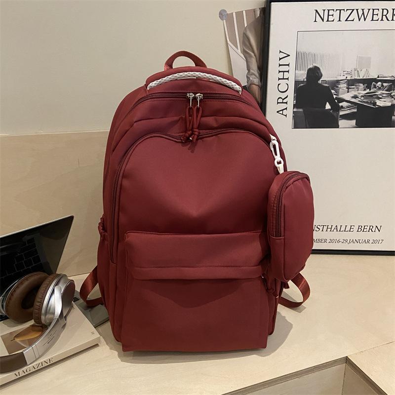 Schoolbag new backpack student schoolbag simple solid color durable nylon backpack super versatile casual backpack