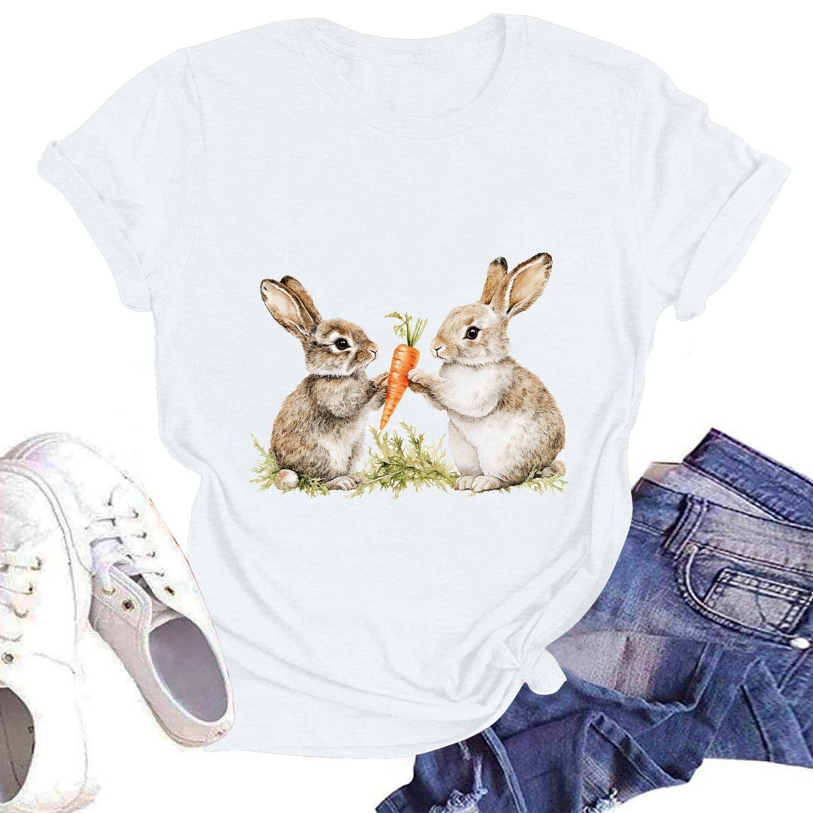 

Жіноча повсякденна футболка з круглим вирізом, коротким рукавом, пуловер з принтом XL білий