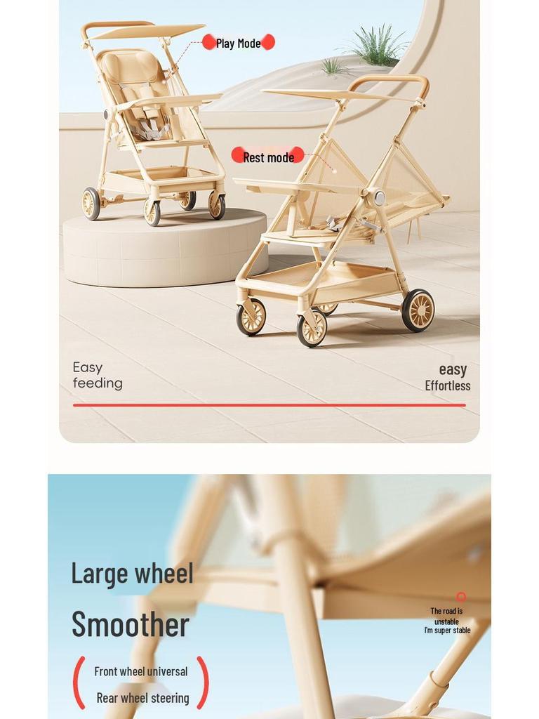 Lightweight & Portable Baby Stroller: Reclining, Four-Wheel for Ages 0-5