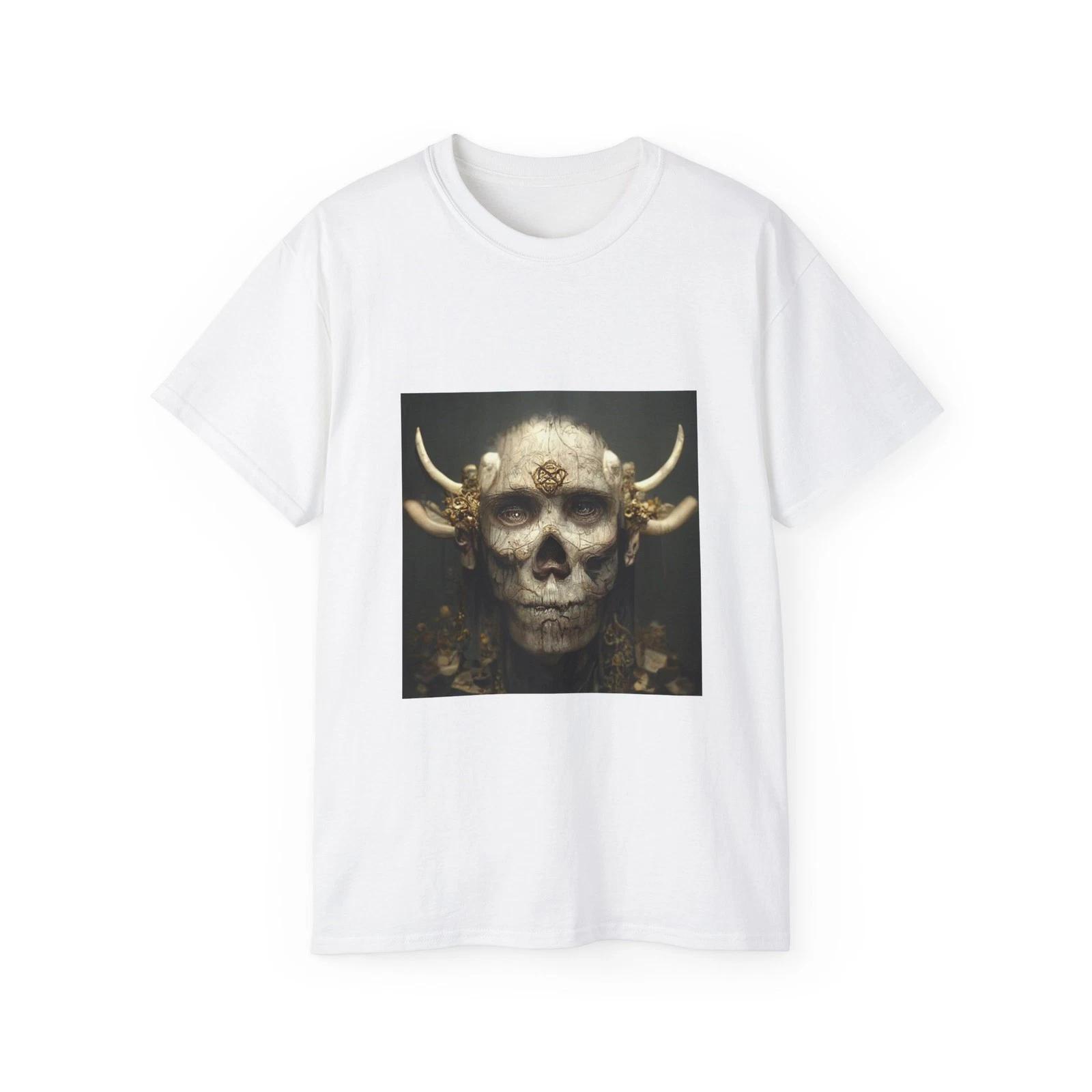 Skull Minotaur Dark Fantasy Ai Art Artwork | Custom Graphic T-Shirt 4XL