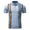 Men's Summer Fashion Striped Short Sleeve T-Shirt Lapel Button Top
