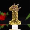 Large Gold 3D Digital Birthday Candle Crown Style Long Burning for Retirement Celebration Party Cake Decor