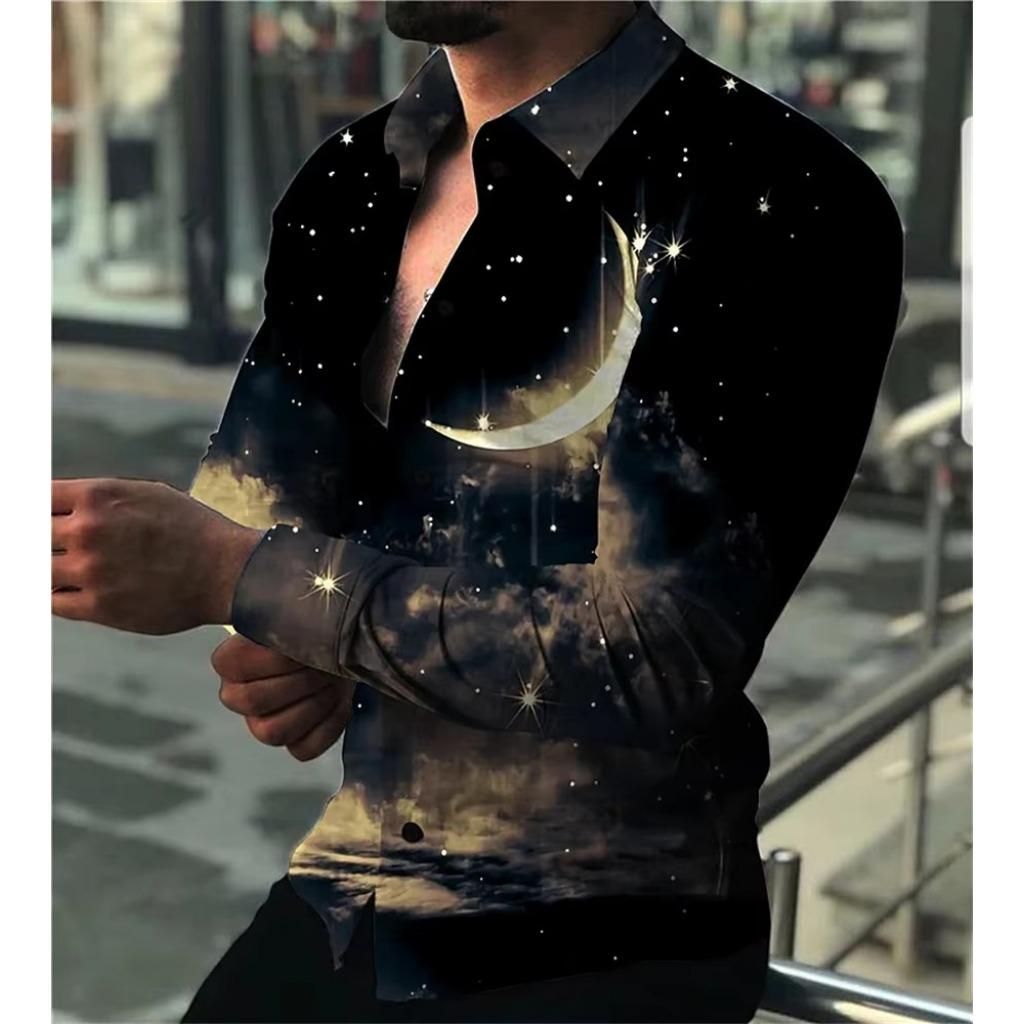 

Men Clothes Fashion Long Sleeve 3D Digital Print Shirt 3XL