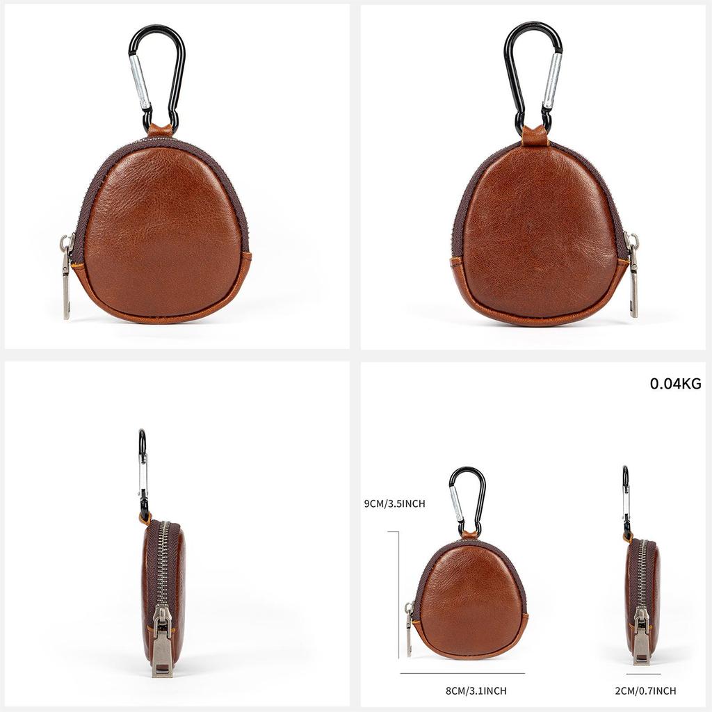 Retro Geldbörse aus echtem Leder: Multifunktionale Mini-Reißverschluss-Geldbörse aus Oberleder