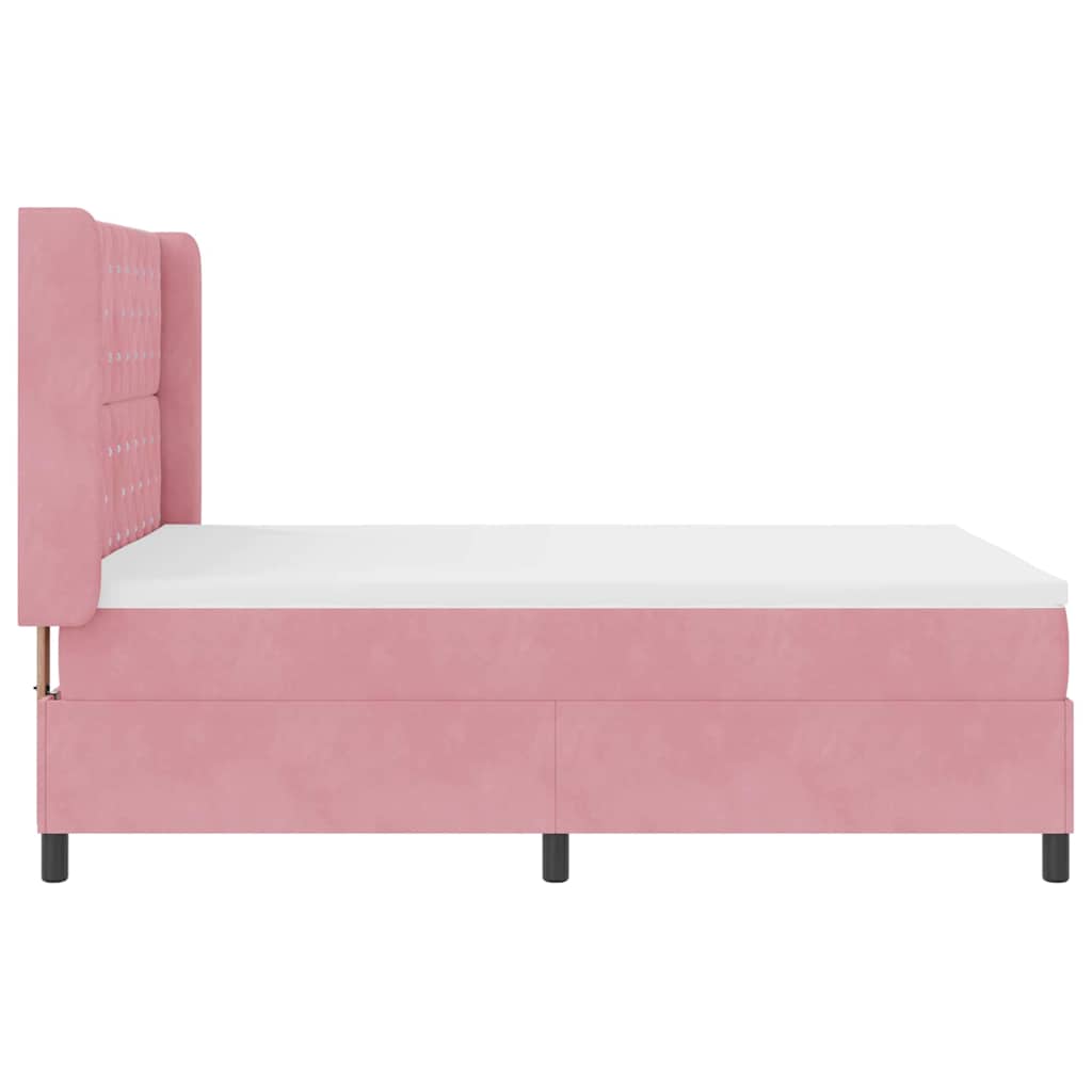 Box Spring Bed with Mattress and Headboard Pink 160 X 200 Cm Velvet