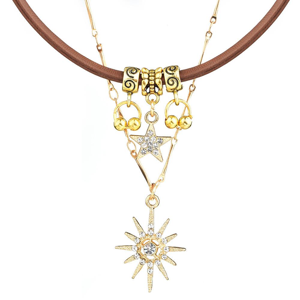 Eyecatching Vintage Style Floral And Star Choker Necklace For Women In Layers Two