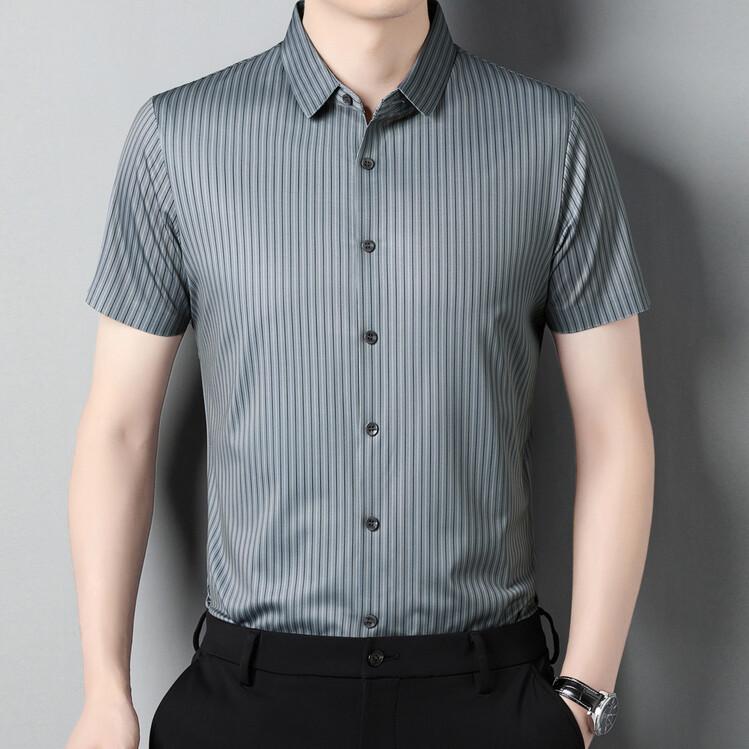 

Мужская рубашка с короткими рукавами, мужская летняя новая деловая бесшовная дюймовая рубашка с высокой эластичностью, футболка для мужчин XL