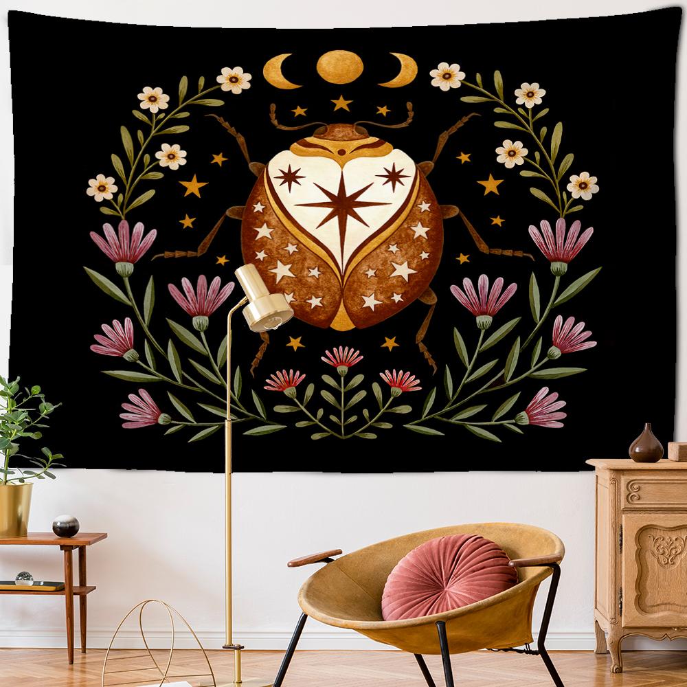 Phantom Psychedelic Butterfly Tapestry Sun Moon Star Mattress Aesthetic Room Polyester Wall Hanging Wall Decor