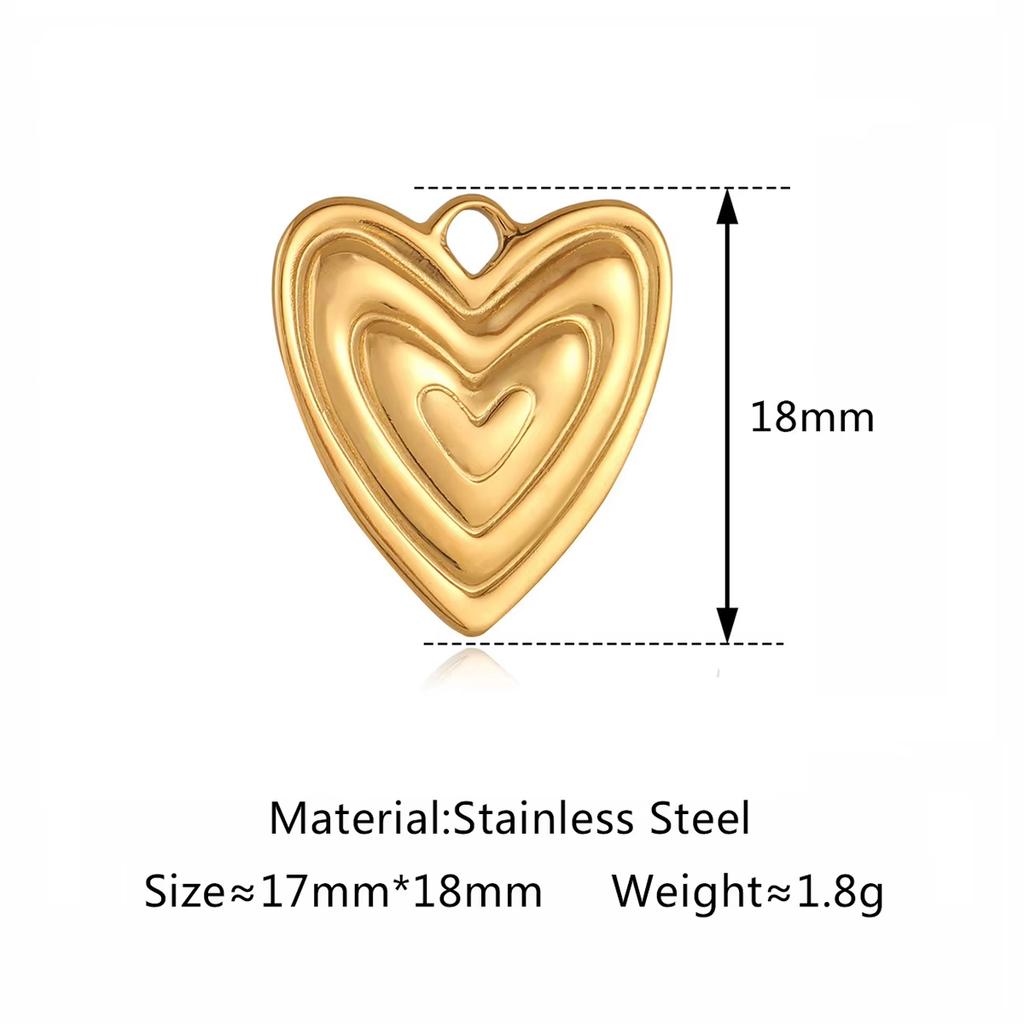 3Pcs Sweet Heart Charms Stainless Steel 3D Lucky Sacred Heart Pendants Handmade Jewelry Making Accessories DIY Necklace Earrings