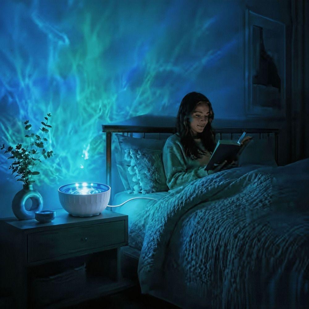 16‑Color RGB Water Wave Projector Night Light USB Powered Projection Lamp Decorative Light Holiday