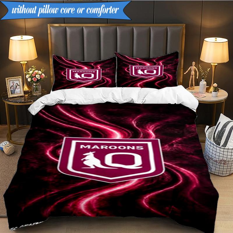 3PCS Australia Maroons Rugby Team Emblem Bedding Set 2D Printing (Includes 1 Duvet Cover + 2 Pillowcases Coreless), Bedroom decor,Fan gift