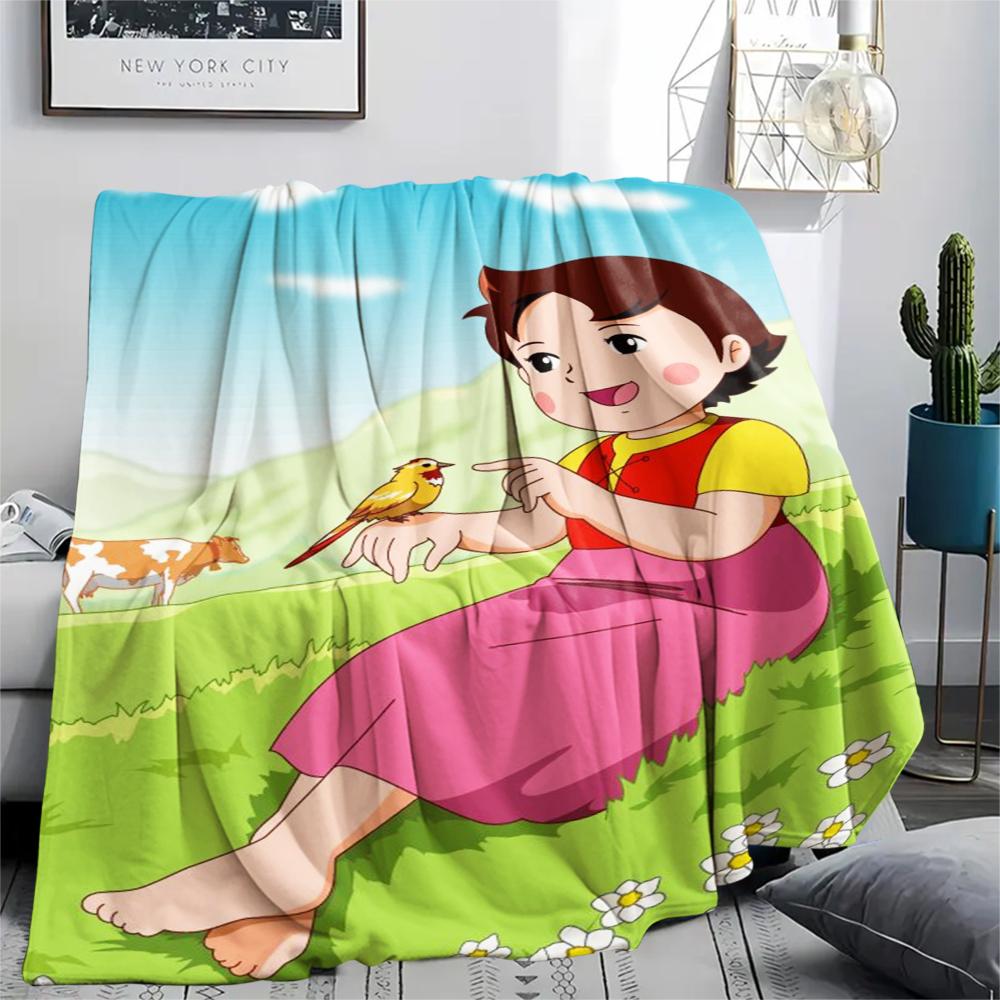 1pz Coperta in Flanella con Stampa Heidi, Alta qualità Confortevole per Tutte le Stagioni, Decorazione per la Casa, Calore e Comfort, Perfetta per Regali di Natale
