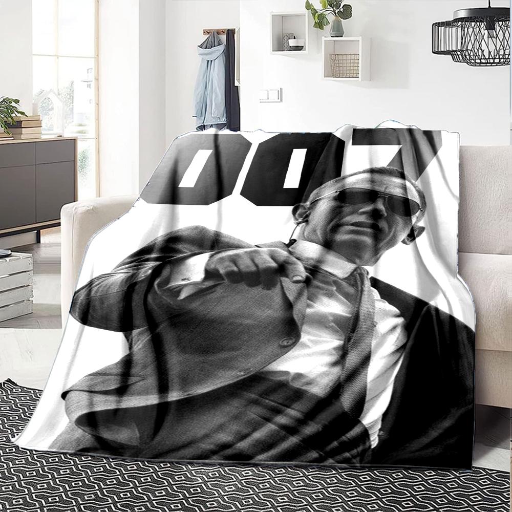 007 James Bond Theme Printed Blanket - Perfect for Couch, Bed, Travel & Outdoor Use | Machine Washable, Cozy & Durable.