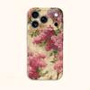 Romantic Classic Pink Lilac Floral Pattern Art Film Aesthetic Protective Shockproof Bumper Phone Case Cover For iPhone 14 15 16 Pro Max Plus