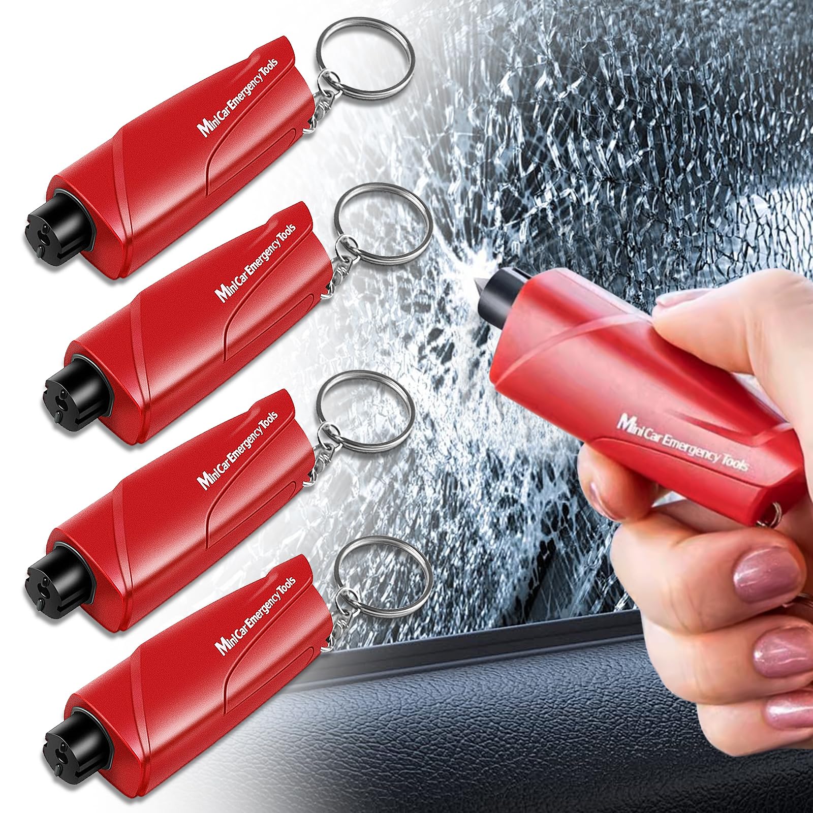 

Veenkeny Multi-functional Window Breaking Hammer, Set of 4, Emergency Escape Hammer, Rescue Hammer, Underwater