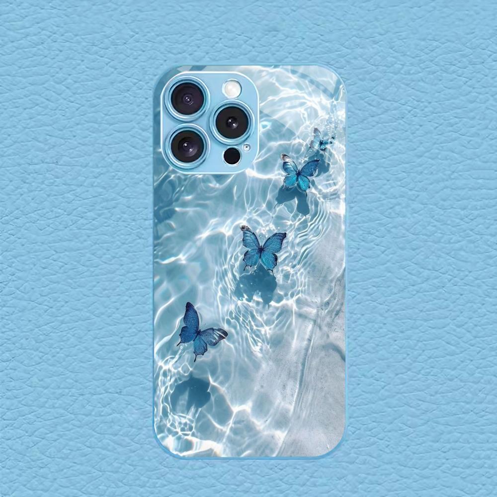 Ocean Butterfly Man Madam Protect PhoneCase Glass PhoneCase for iPhone 17 16 15 14 13 12 11pm Pro Plus Dropresistant cellphone