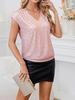 Spring Autumn New Arrivals Shoulder Strap Sequin Slim V-Neck Solid Color Top T-Shirt for Women