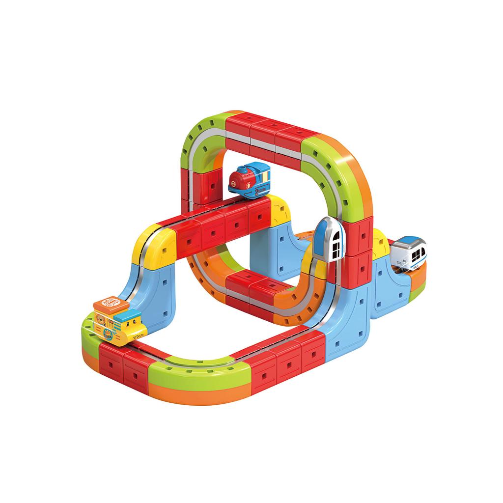 Magnetic Changeable Electric Train, High Speed Rail Magnetic Attraction Three Dimensional Track, Children's Educational DIY Building Block Track Car