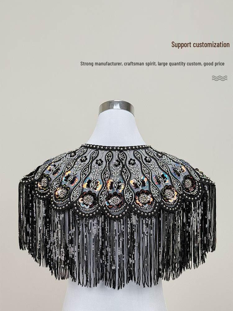 Sequined Tassel Shawl & Cloak: European & American Party Qipao Accessory