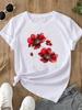 (Asian Size)  trend lovely flower style o-neck Women's Top T Clothing Print Short Sleeve T-shirts Fashion Female Casual Graphic Tee