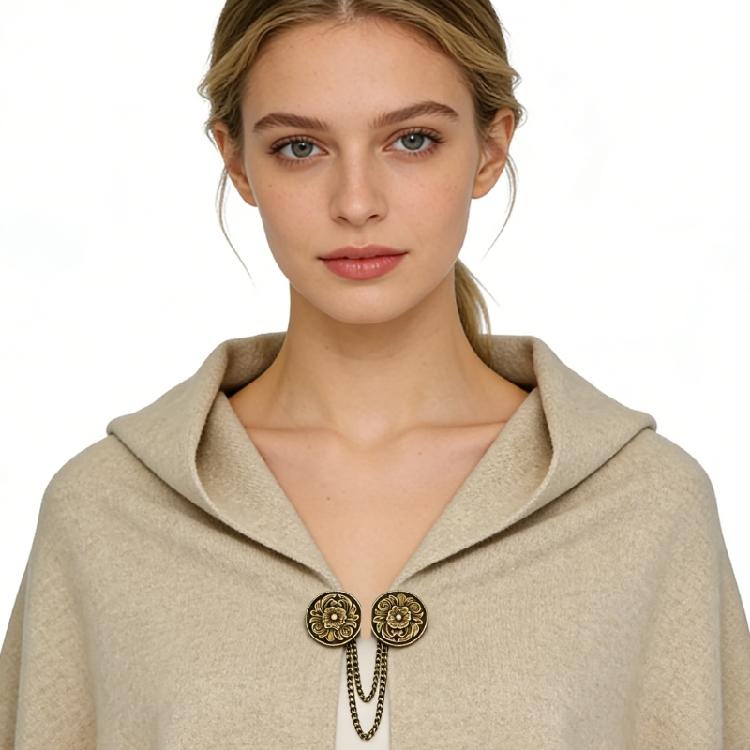 Fashionable Chain Brooch Trendy Chest Jewelry Gift With European Pattern For Shawl And Clothing Accessories