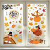 Autumn Window Decals 4 Sheets Thanksgiving Static Stickers Decorative Vinyl Decals Turkey Harvest Festival Art Maple Leaves Pumpkin Patterns