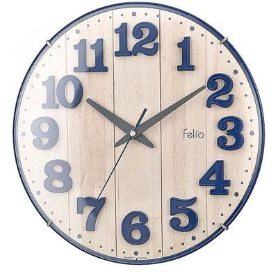 MAG Felio Wall Clock Analog Brulee Silent Continuous Second Hand 3D Characters Spherical Glass Navy FEW181NB-Z