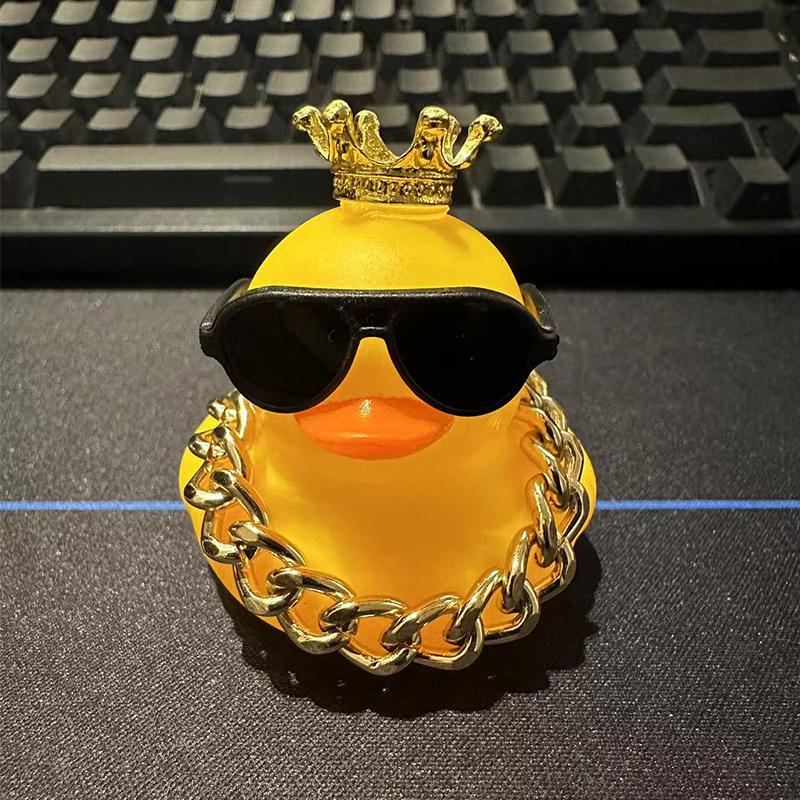 Car Duck Car Rubber Dashboard Decorations Ornament Yellow Duck With Mini Swim Ring Sun Cowboy Hat Necklace For Rubber Duck