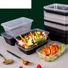 Rectangular Disposable Plastic Takeout Meal Prep Containers with Lids