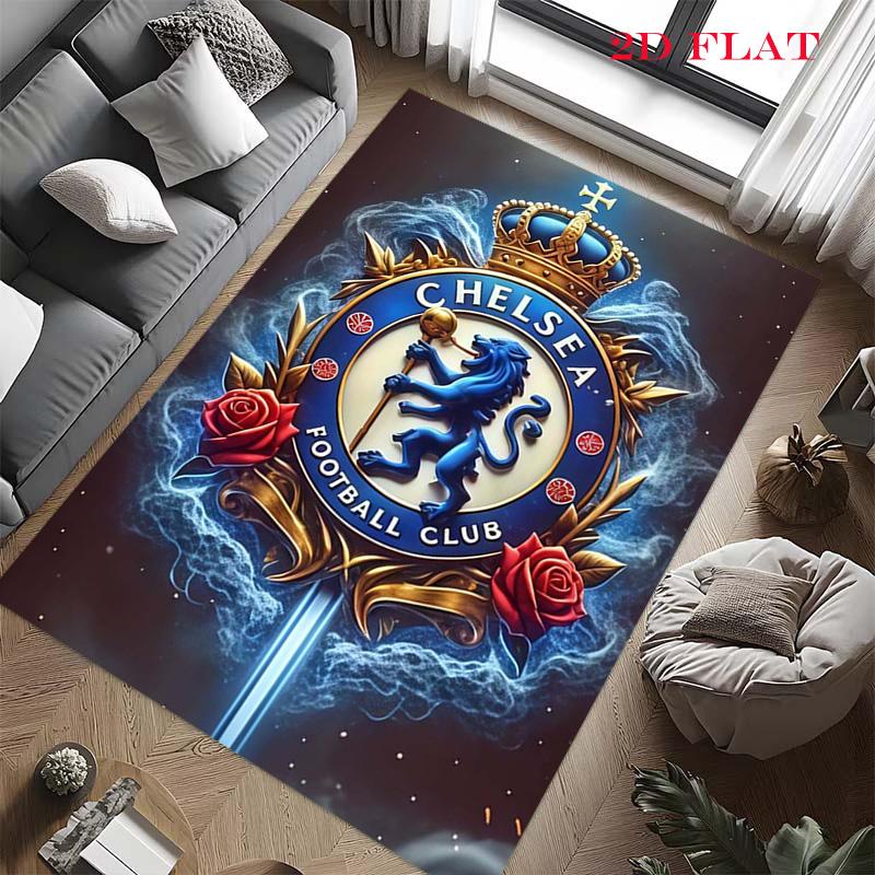 Chelsea FC Logo Carpet Rug for Living Room Bedroom Home Sofa Decoration,Kids Play Nonslip Floor Mat