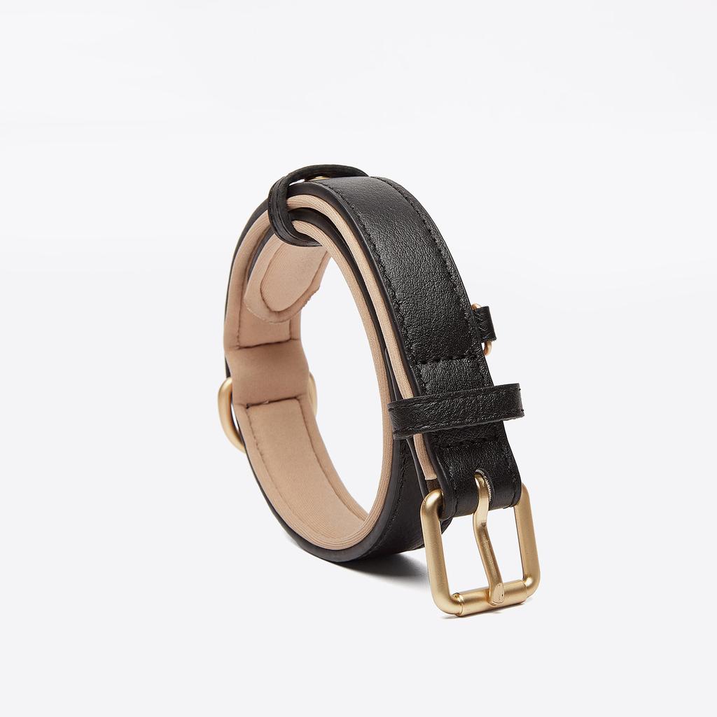 New Pet Genuine Leather Collar Lychee Pattern Head Layer Cowhide Dog Collar Anti-slide Adjustable Dog Collar
