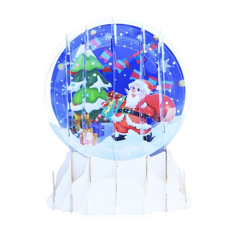 3D Pop-Up Cards Christmas Crystal Ball Shape Christmas Tree Santa Claus Desktop Decoration Hollow figures 1