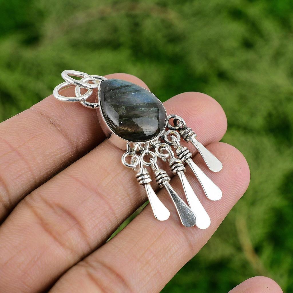 Daughters Day Deal Pear Natural Labradorite Sterling Silver Sister New Pendant