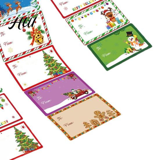 Festive Name Stickers 500Pcs/Roll Christmas Gift Tags Cartoon Santa Snowman Reindeer Tree to And from Claus Adhesive DIY Present Box Greeting