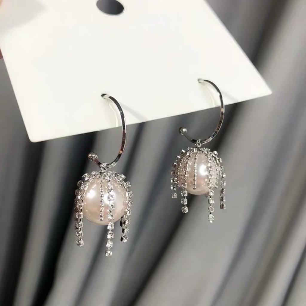 2 Pieces Of Women's Trendy And Elegant Pearl Tassel Earrings, Outdoor Travel, Carnival, Party, Holiday Dressing Gifts -SMT034