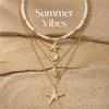 Polymer Clay Starfish Shell Conch Necklace Set 4Pcs Summer Beach Layered Choker For Women