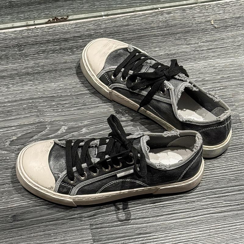 Men's Casual Distressed White Leather Shoes - Lightweight, Soft Sole, Versatile Fashion Sneakers X511