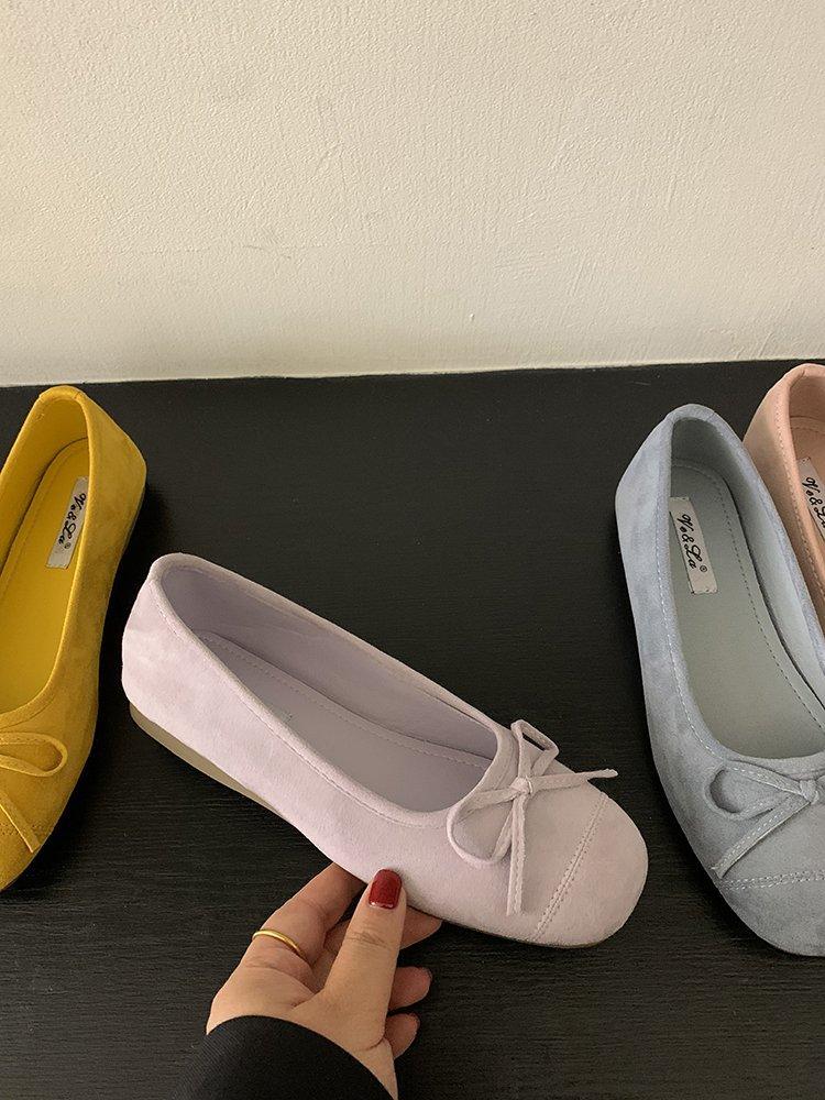 Evening wind shoes French bow blue small single shoes flat ballet shoes early spring new soft-soled women's shoes ladyshoes